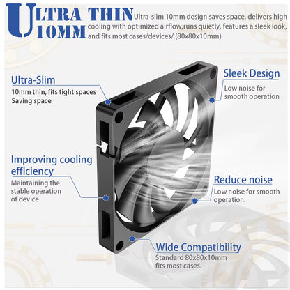 80MM Fan 5V USB Fan 80X80X10Mm 8Cm DC 5V 12V 24V 8010 Fan Brushless Cooling Cooler PC Fan Computer Case Fan Cooler