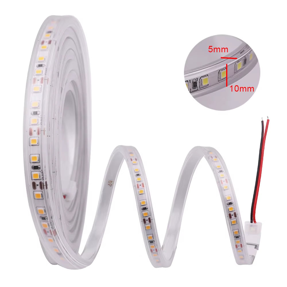 12V LED Lights Strip IP68 Waterproof SMD2835 120Leds/M LED Tape Flexible Ribbon White/Warm White 2PIN Wire LED Lights for Home
