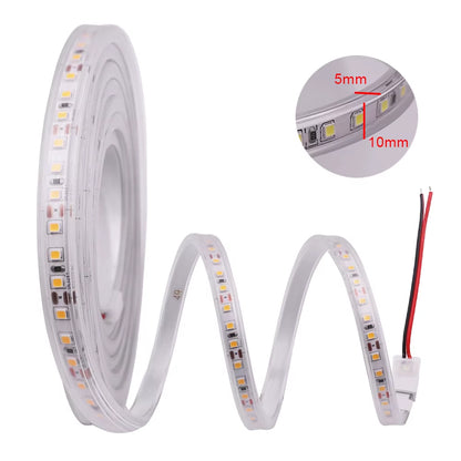 12V LED Lights Strip IP68 Waterproof SMD2835 120Leds/M LED Tape Flexible Ribbon White/Warm White 2PIN Wire LED Lights for Home