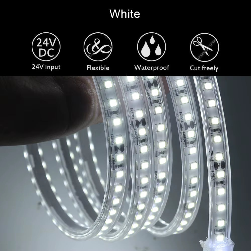 12V LED Lights Strip IP68 Waterproof SMD2835 120Leds/M LED Tape Flexible Ribbon White/Warm White 2PIN Wire LED Lights for Home