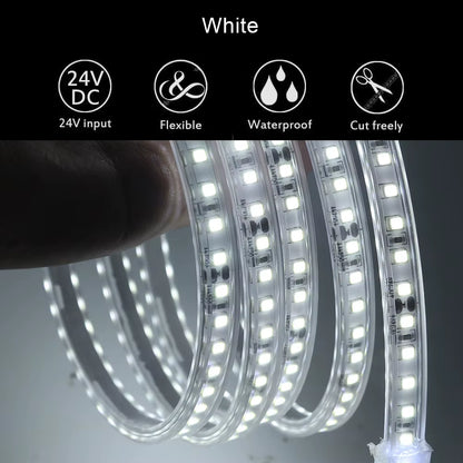 12V LED Lights Strip IP68 Waterproof SMD2835 120Leds/M LED Tape Flexible Ribbon White/Warm White 2PIN Wire LED Lights for Home