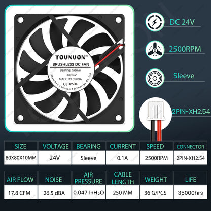 80MM Fan 5V USB Fan 80X80X10Mm 8Cm DC 5V 12V 24V 8010 Fan Brushless Cooling Cooler PC Fan Computer Case Fan Cooler