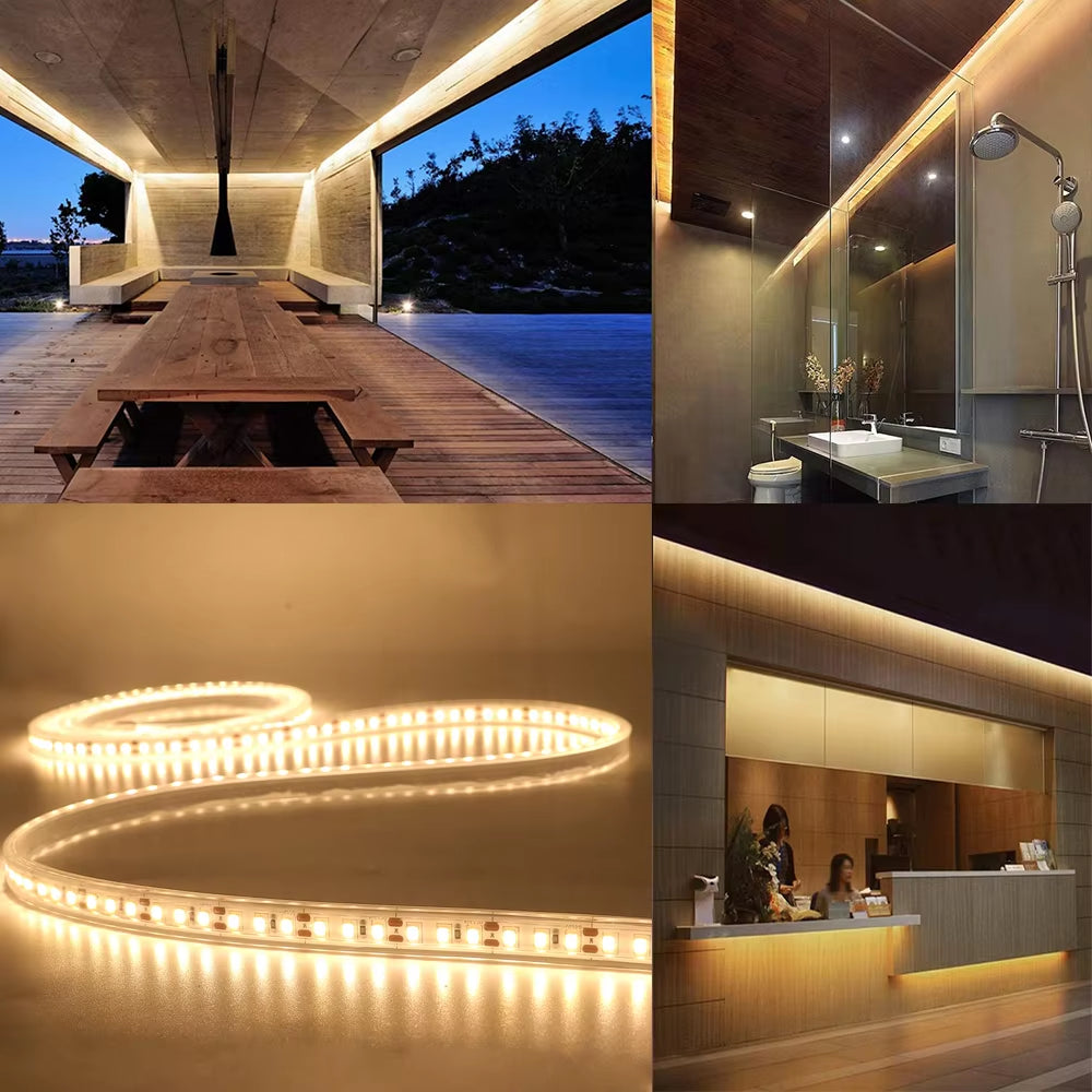 12V LED Lights Strip IP68 Waterproof SMD2835 120Leds/M LED Tape Flexible Ribbon White/Warm White 2PIN Wire LED Lights for Home