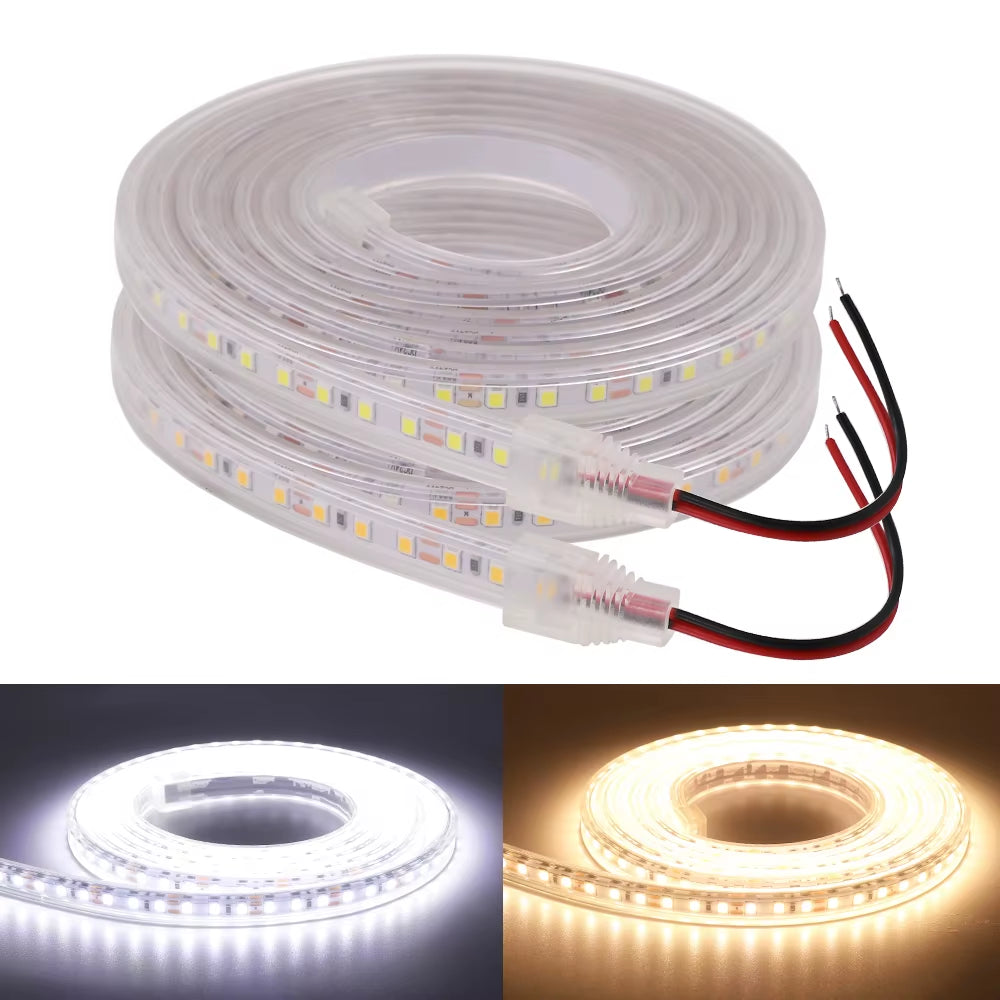 12V LED Lights Strip IP68 Waterproof SMD2835 120Leds/M LED Tape Flexible Ribbon White/Warm White 2PIN Wire LED Lights for Home